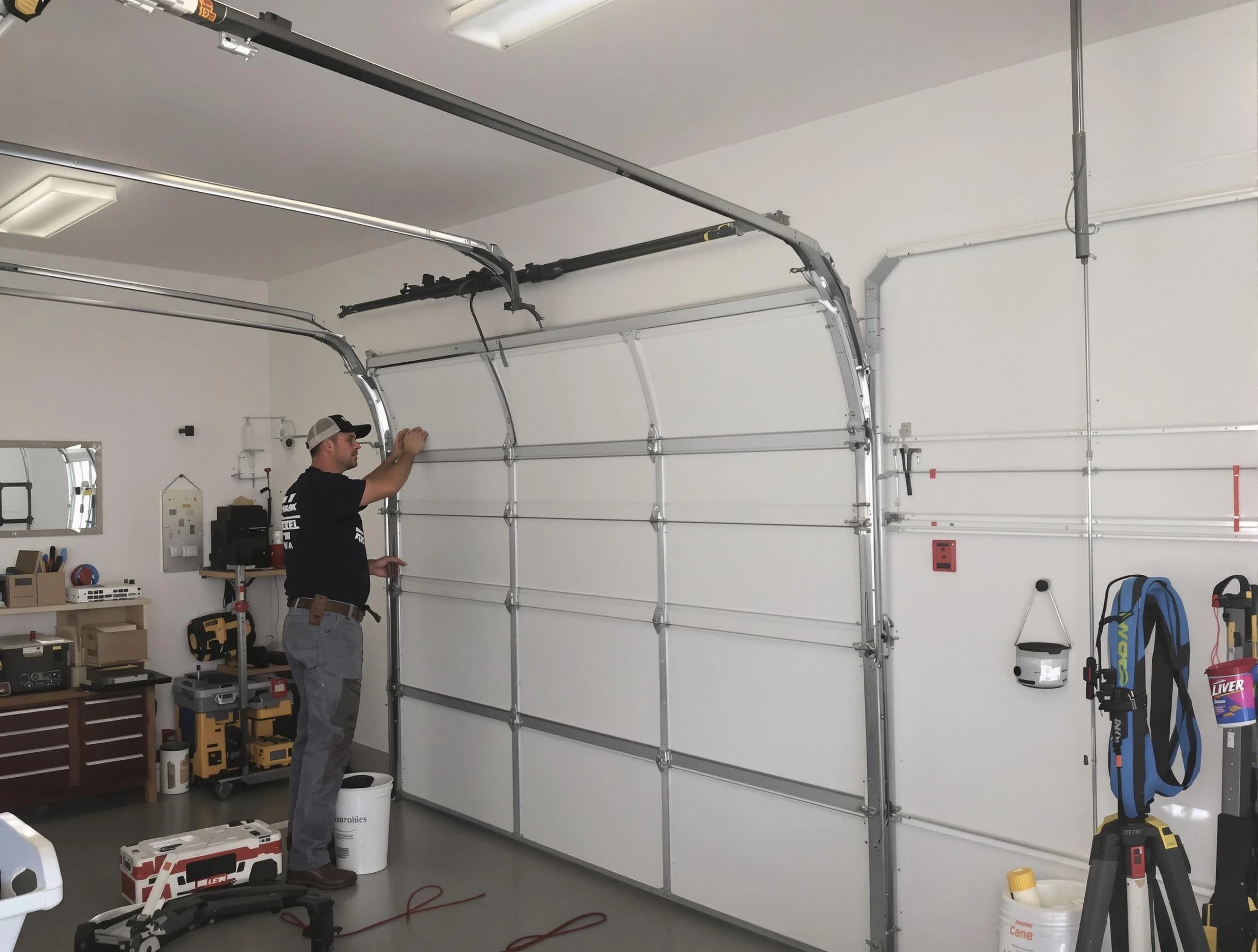 Burlington Garage Door Repair team installing new garage door in Burlington