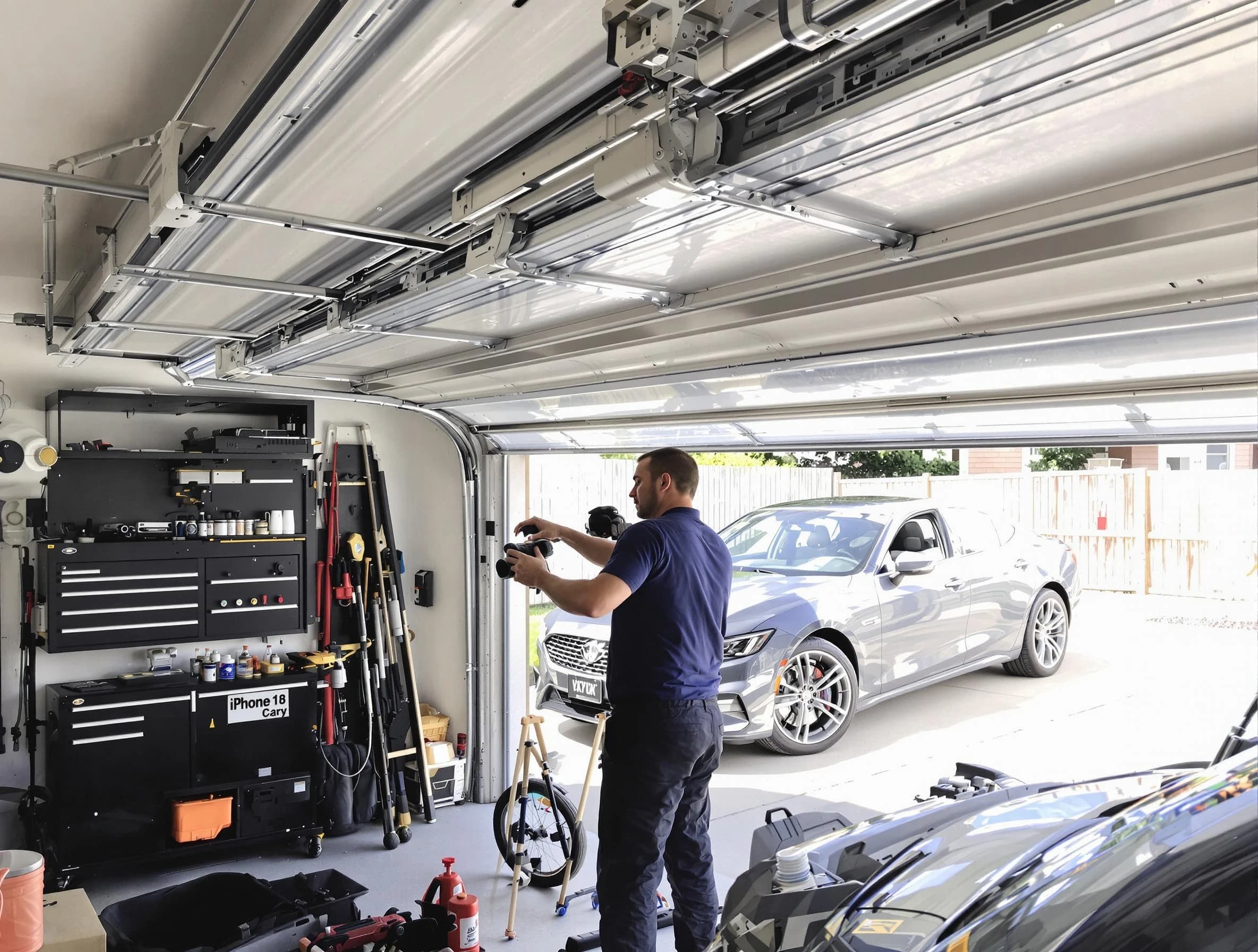 Burlington Garage Door Repair technician fixing noisy garage door in Burlington