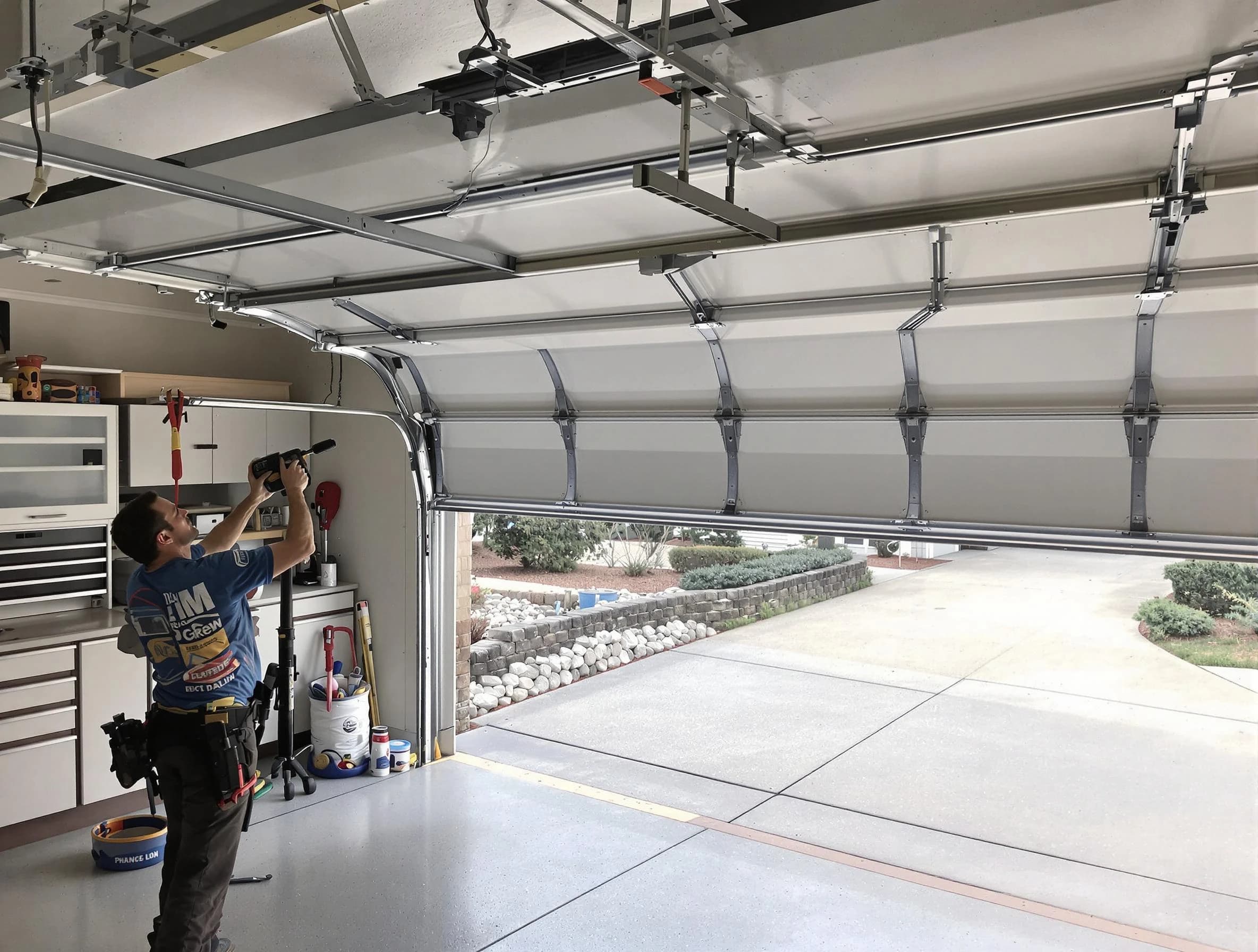 Garage door track repair service by Burlington Garage Door Repair in Burlington