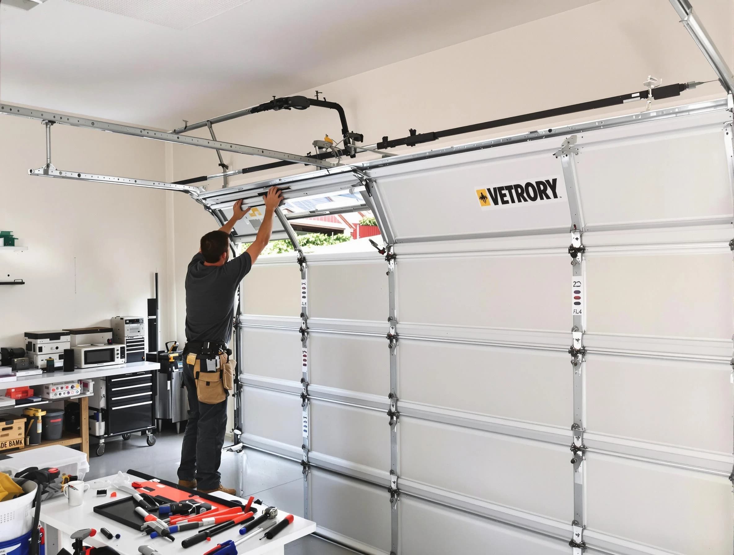 Burlington Garage Door Repair technician performing section replacement in Burlington