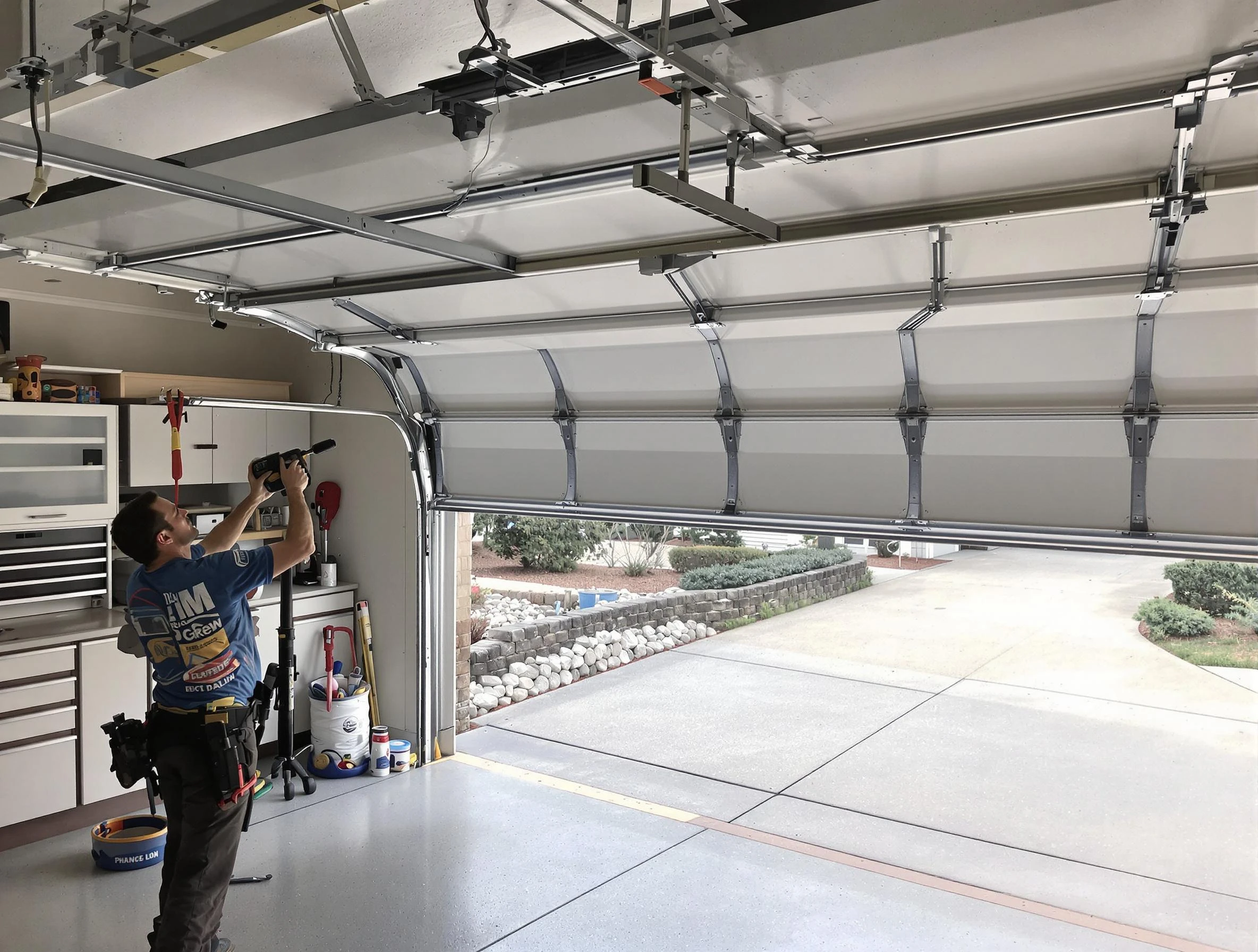 Garage door track repair service by Burlington Garage Door Repair in Burlington